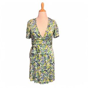 Lilly Pulitzer Womens 8 Silk Jersey Wrap Dress Floral Spring Stretch Lightweight